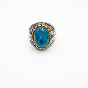 Bague Homme avec Zircon Bleu