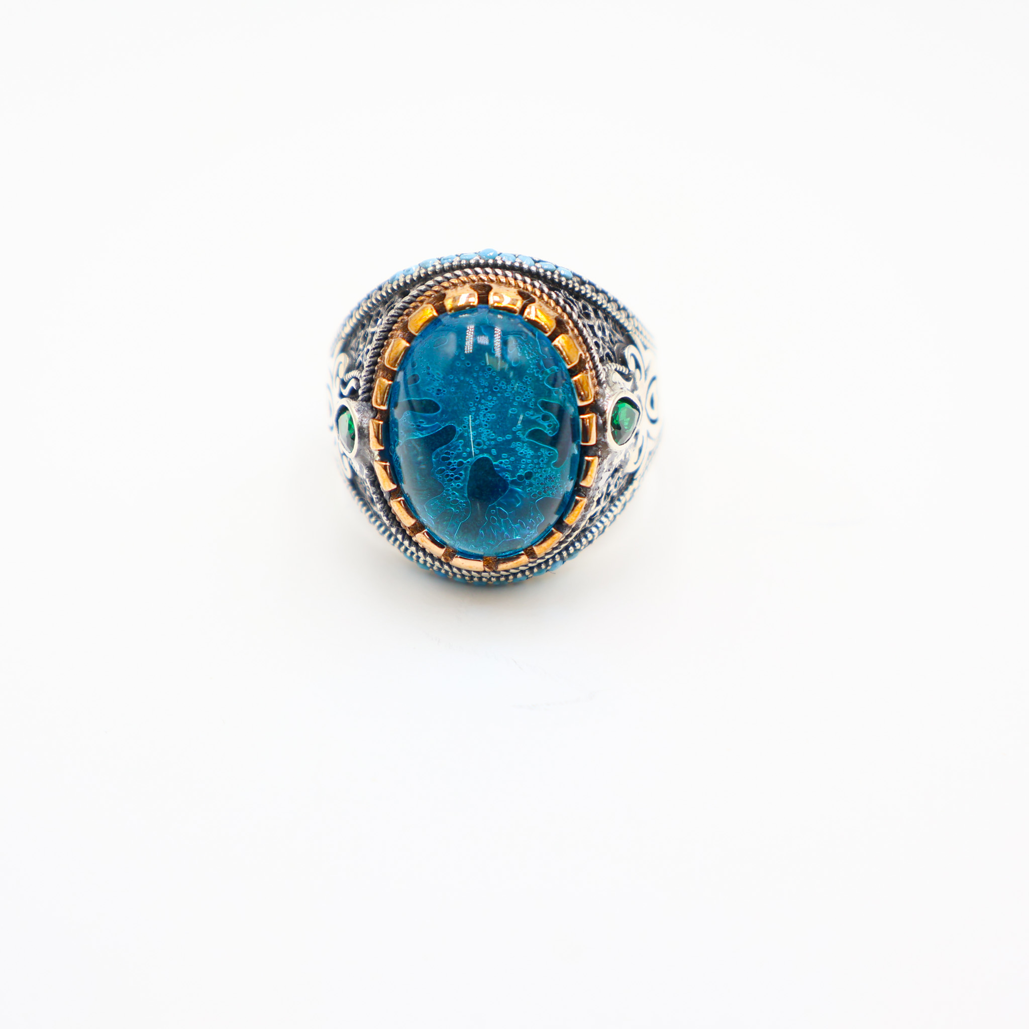 Bague Homme avec Zircon Bleu