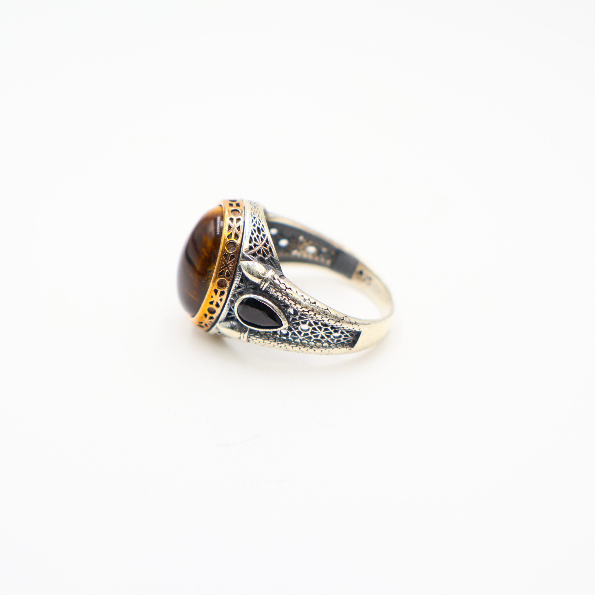 Bague en argent 925 Pierre œil du Tigre – Image 3