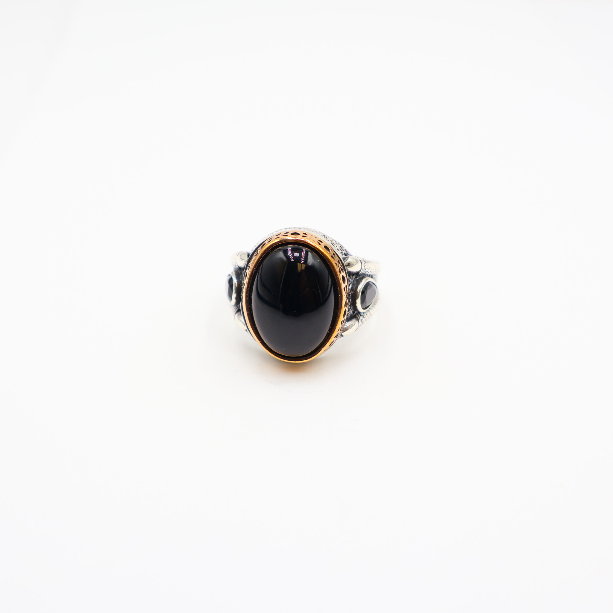 Bague homme avec Pierre d'Agate noire