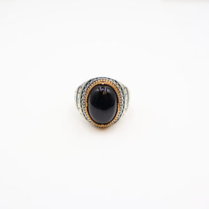 Bague homme argent 925 agate noire