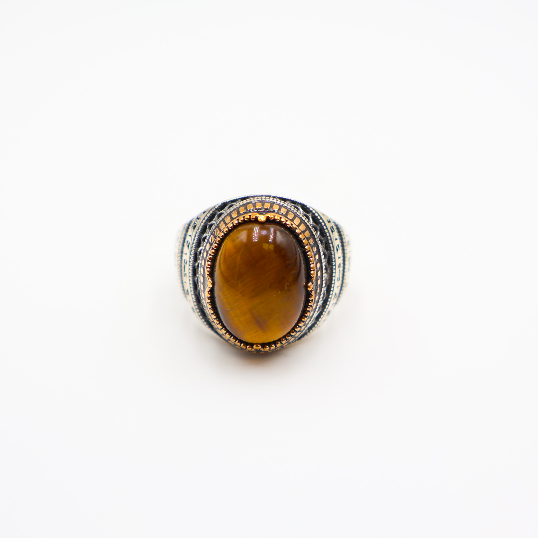Bague Avec Pierre œil de Tigre Ovale