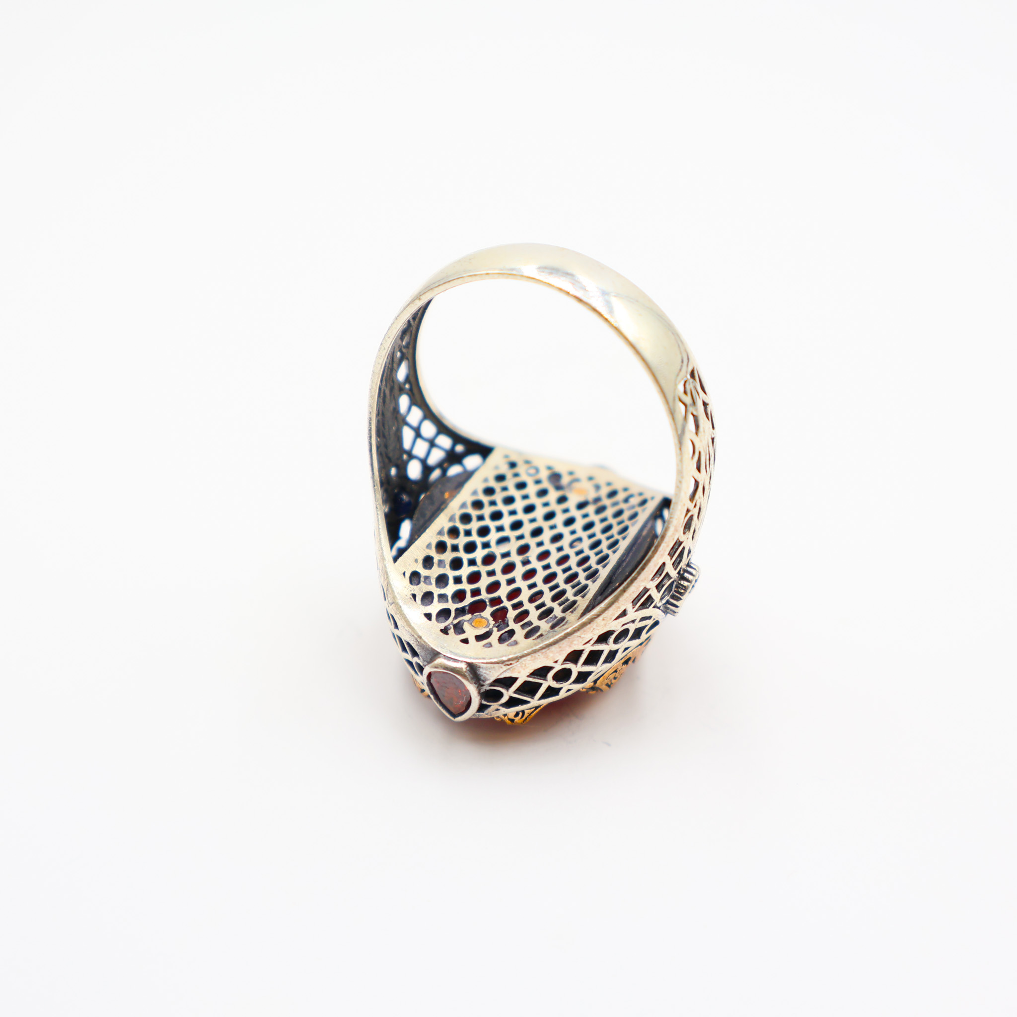 Bague Homme argent et Pierre Rouge/bleu – Image 4