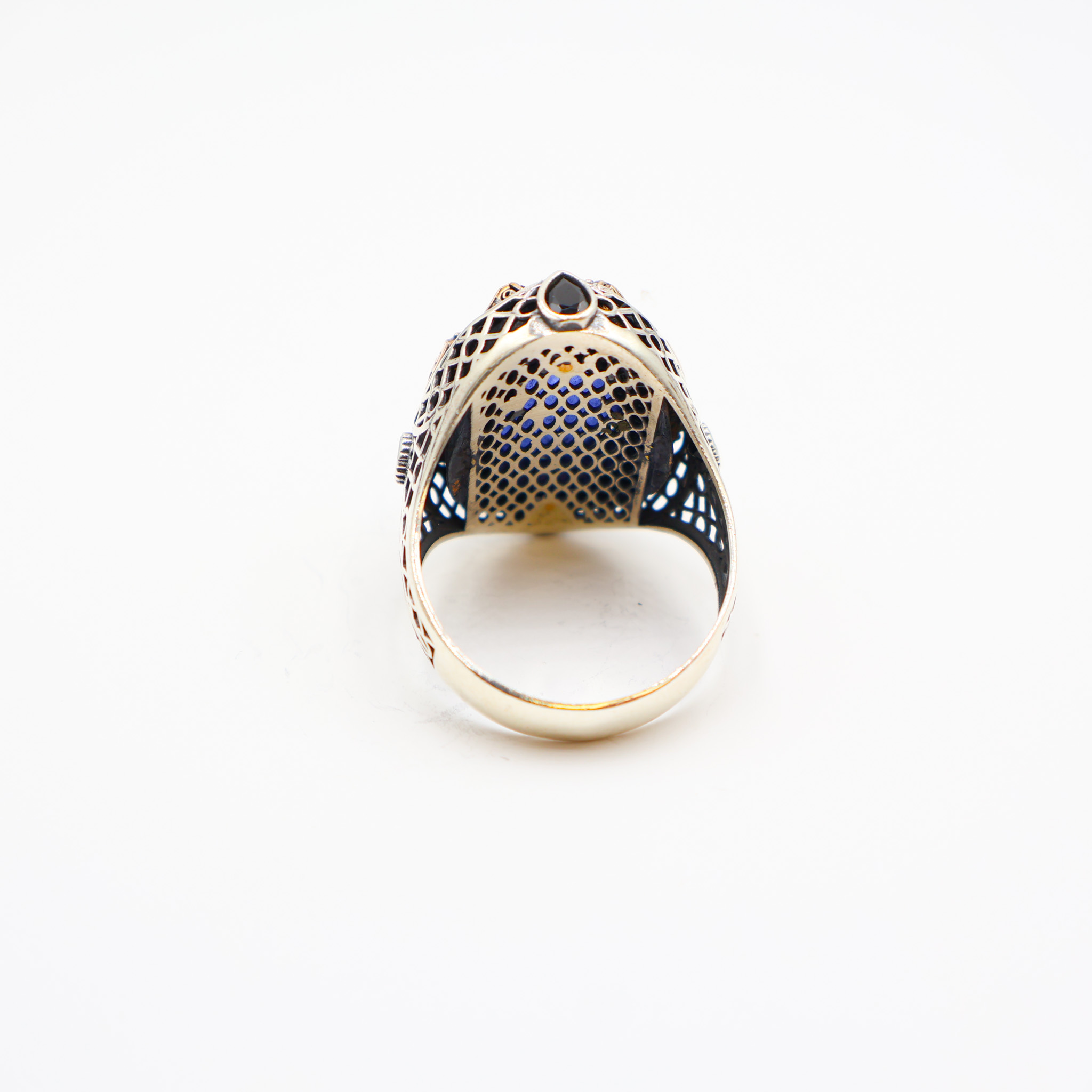 Bague Homme argent et Pierre Rouge/bleu – Image 7