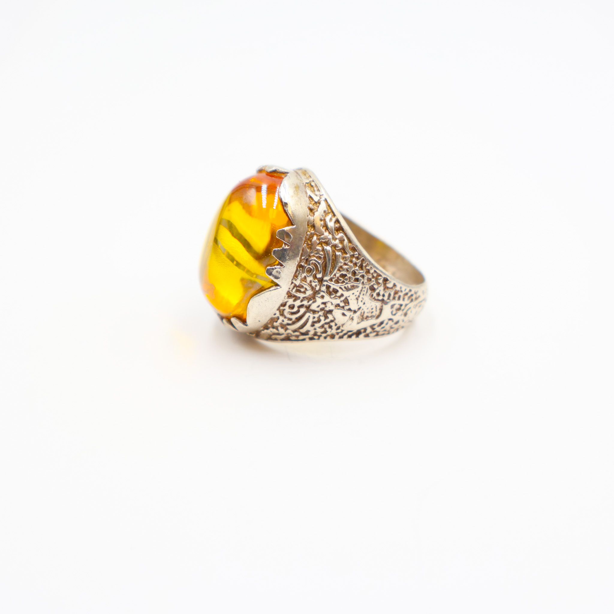 Bague Homme argent 925 pierre jaune – Image 2