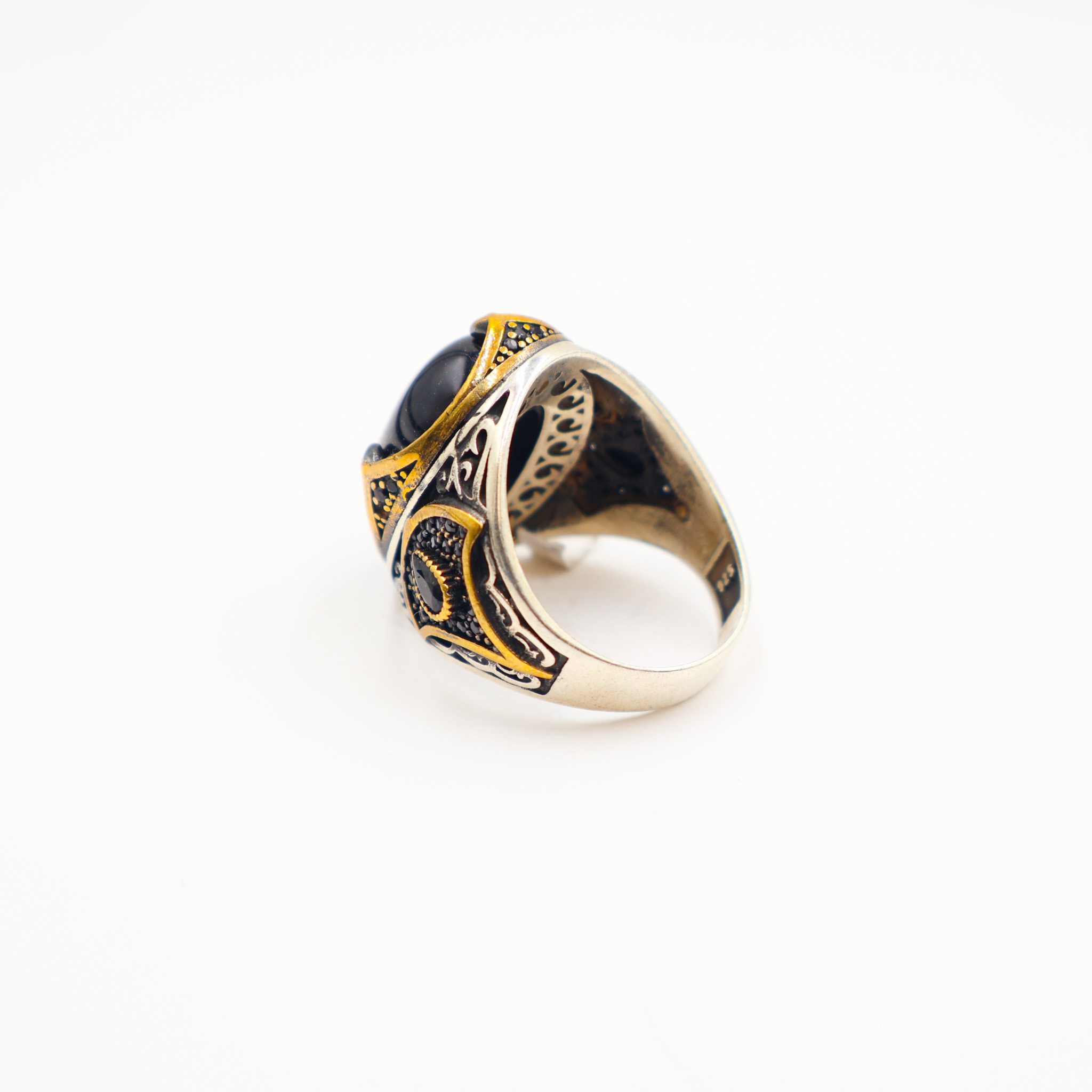 Bague Homme argent 925 agate noire – Image 4