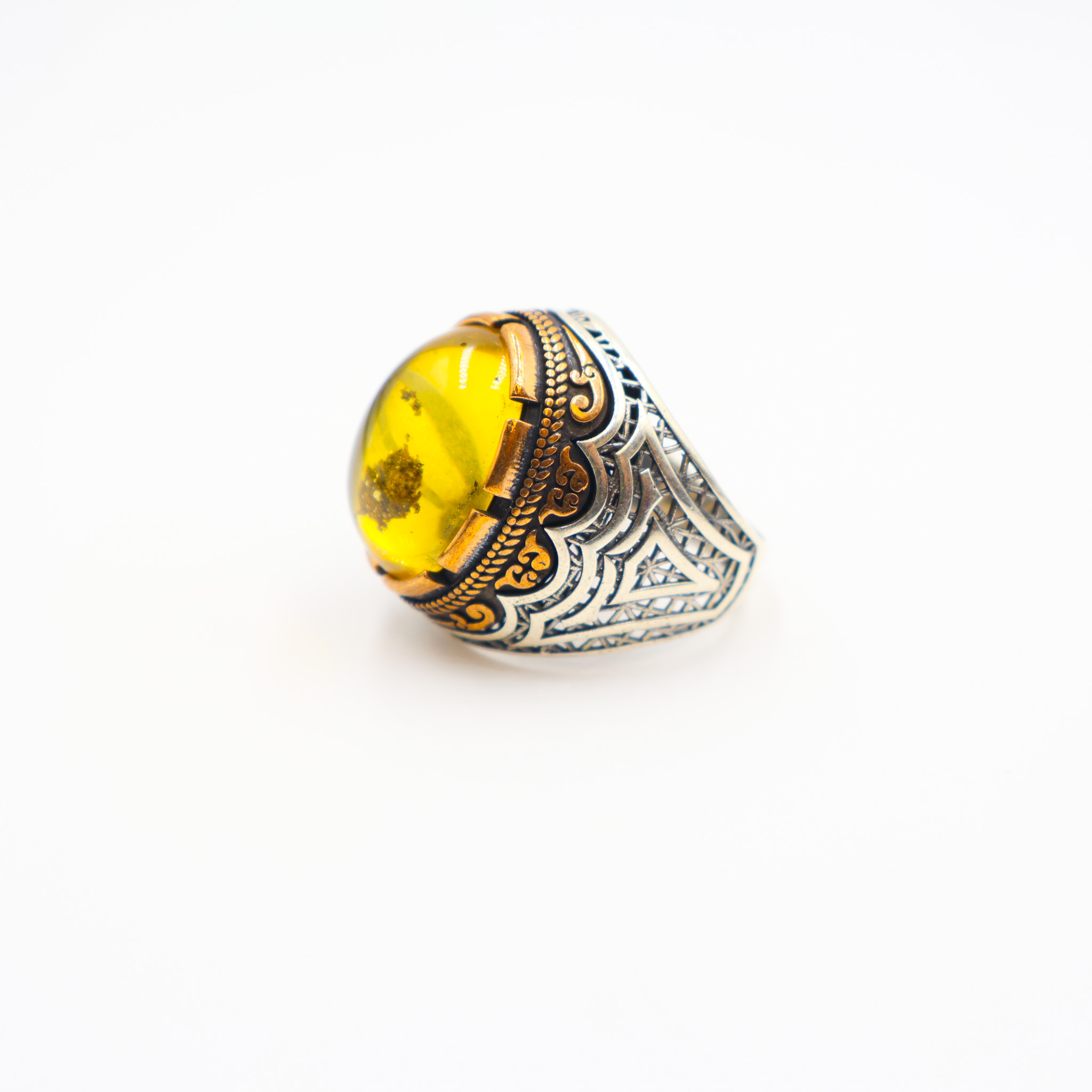 Bague Homme argent 925 pierre jaune – Image 3