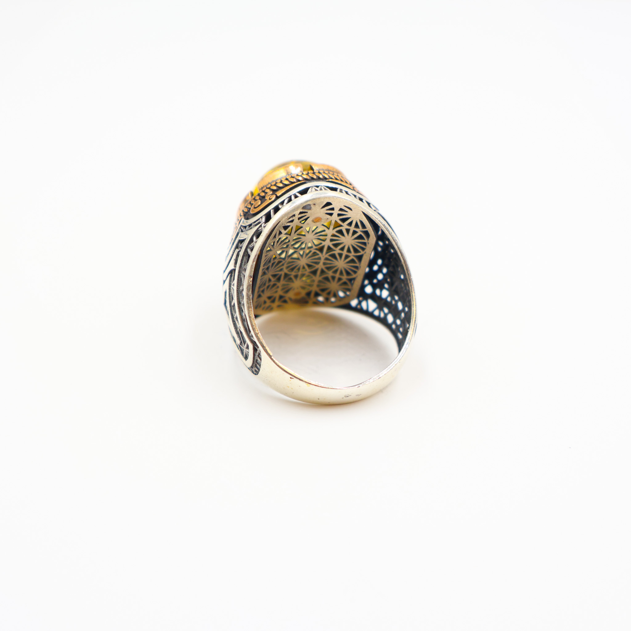 Bague Homme argent 925 pierre jaune – Image 4