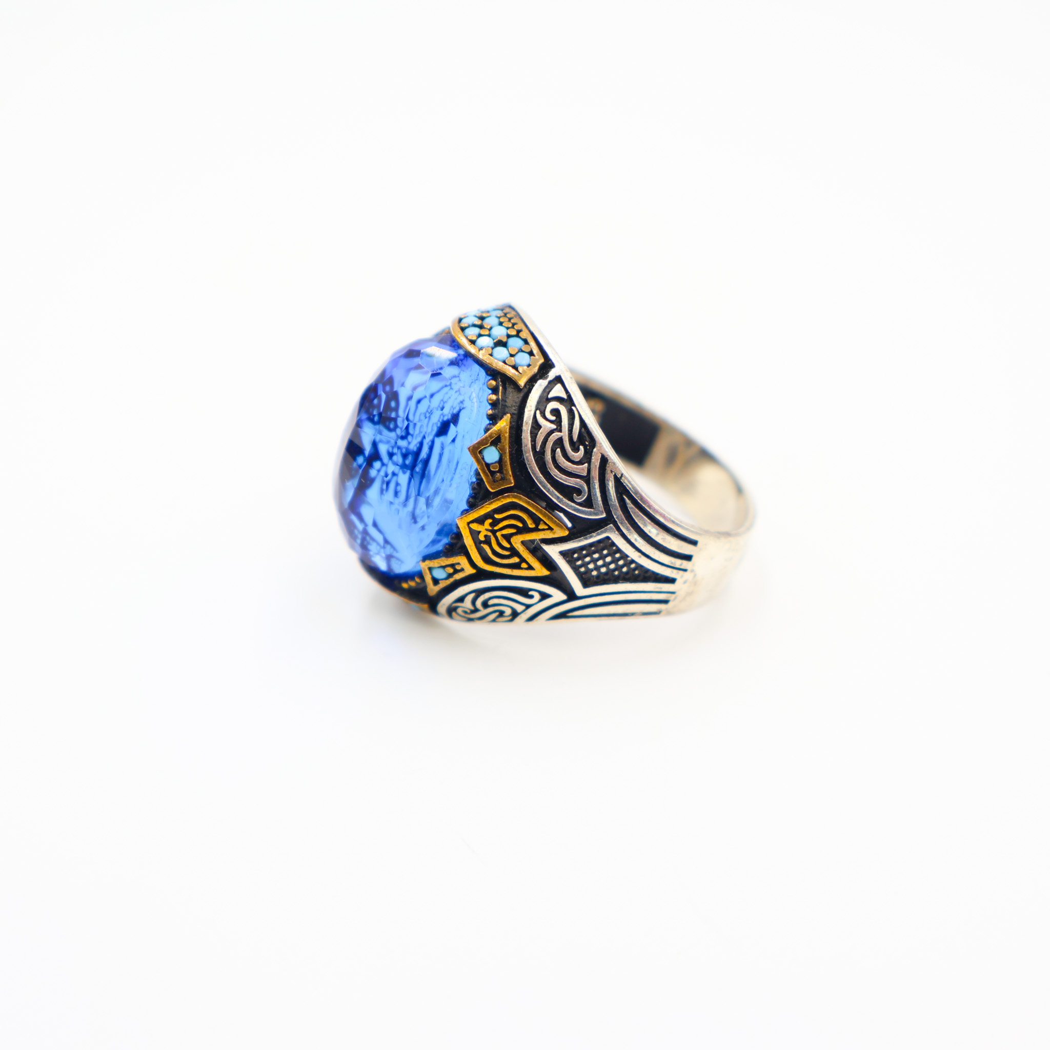 Bague Homme argent 925 pierre bleu – Image 3
