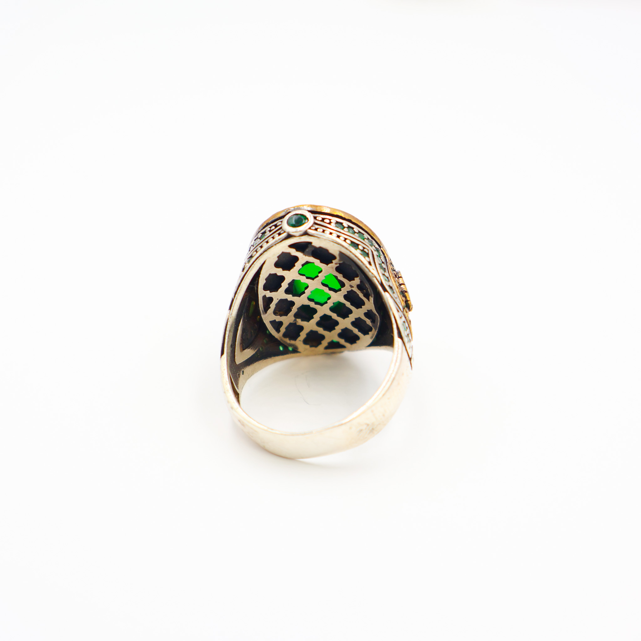 Bague Homme en argent 925 pierre aqueeq verte – Image 4