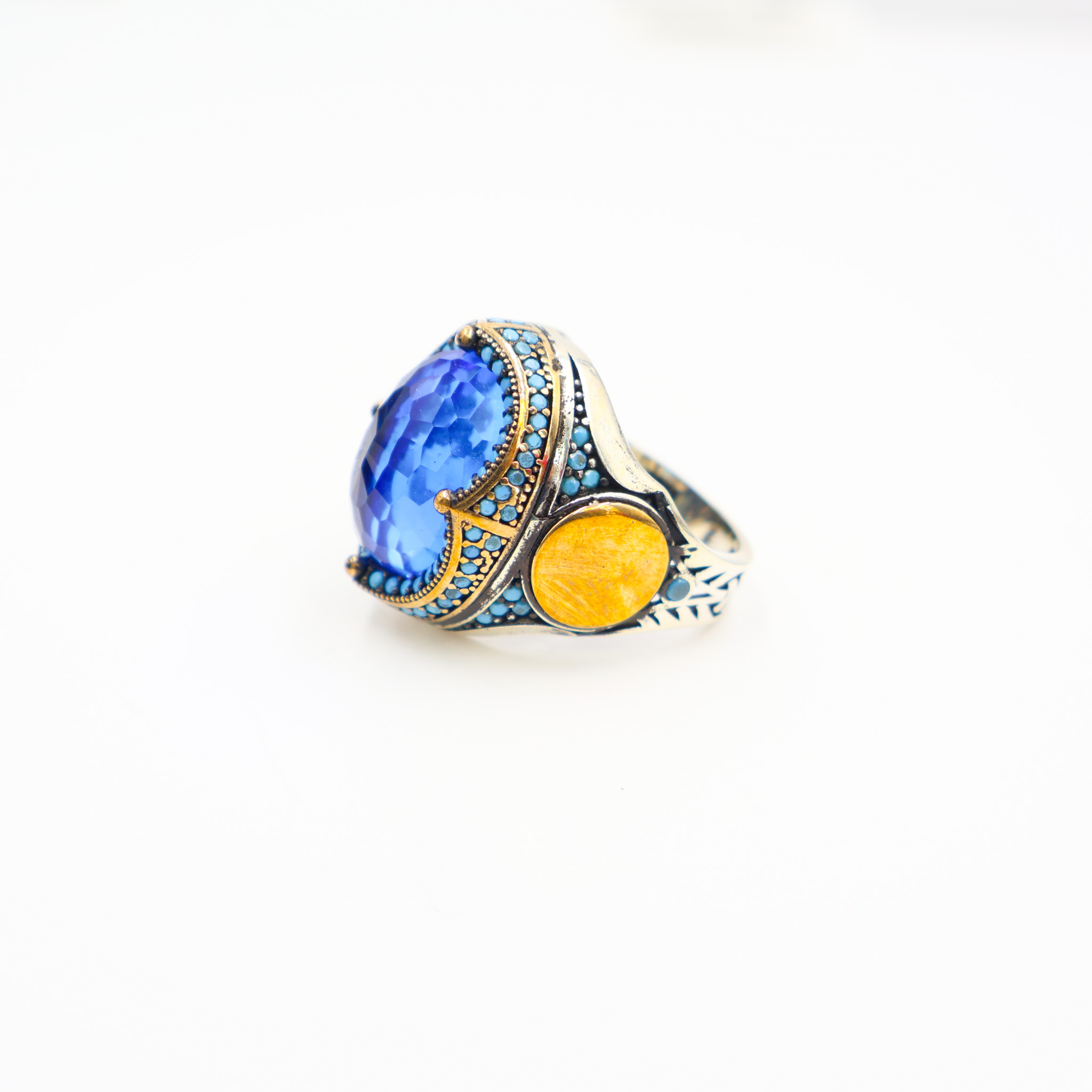 Bague Homme argent 925 pierre bleu – Image 3