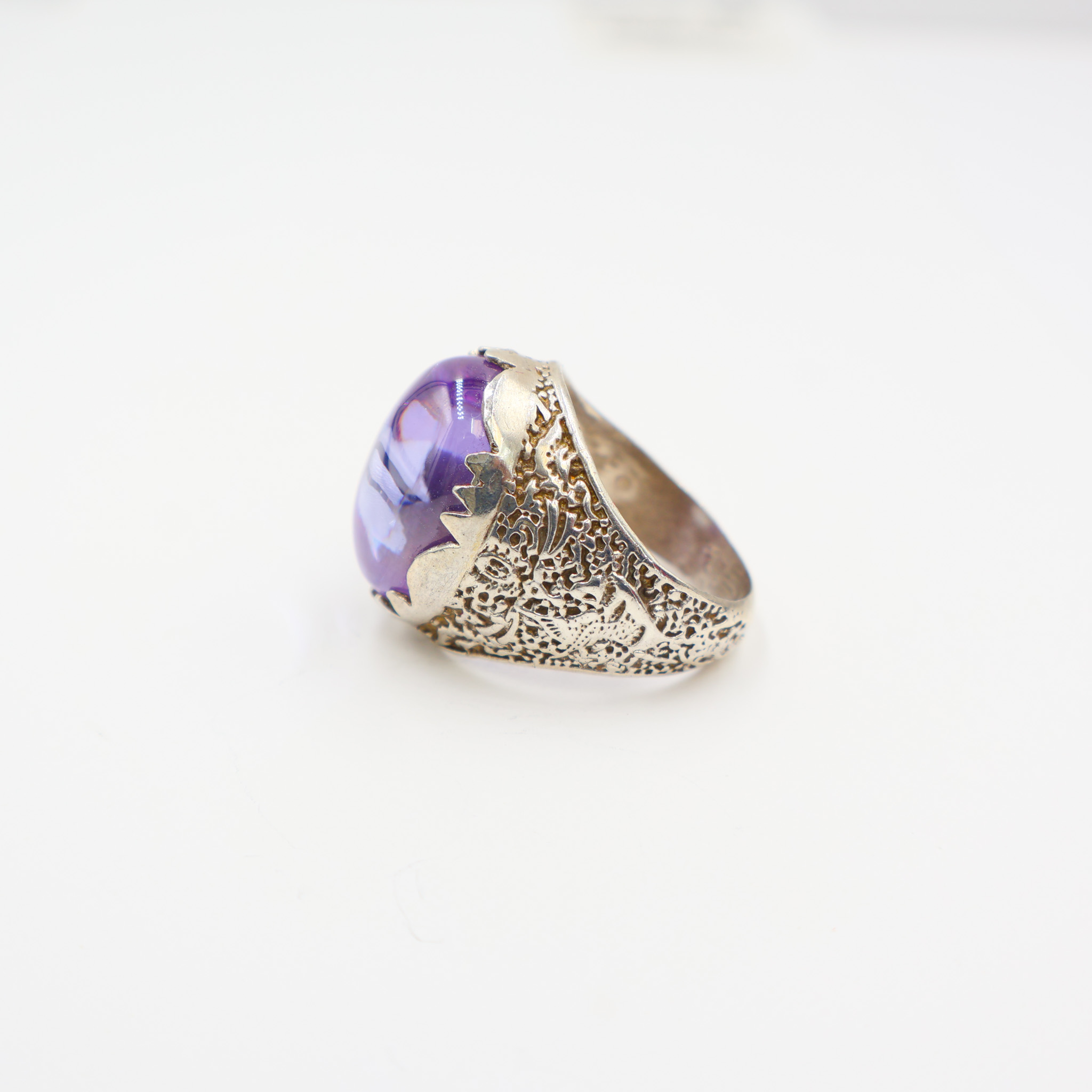 Bague Homme argent 925 pierre amethyste – Image 3