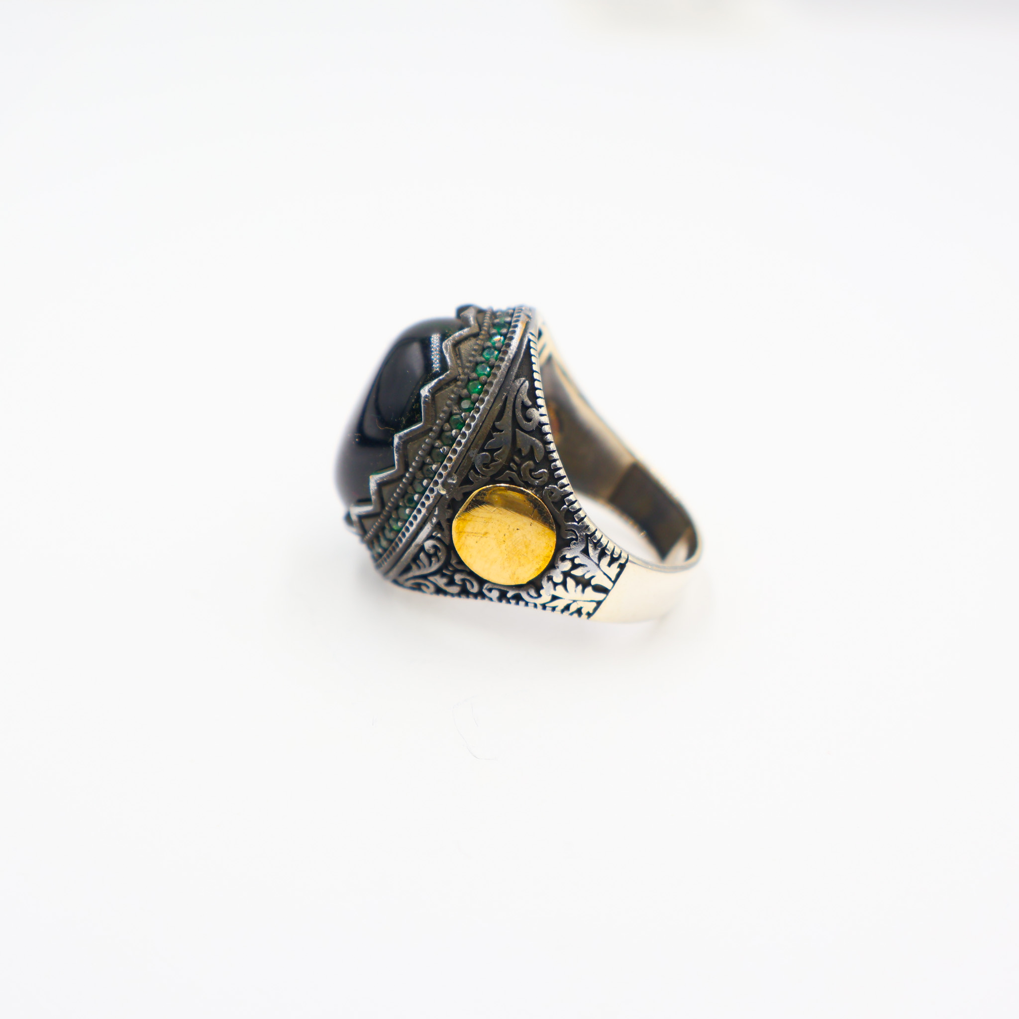Bague Homme argent 925 pierre zircon verte – Image 3