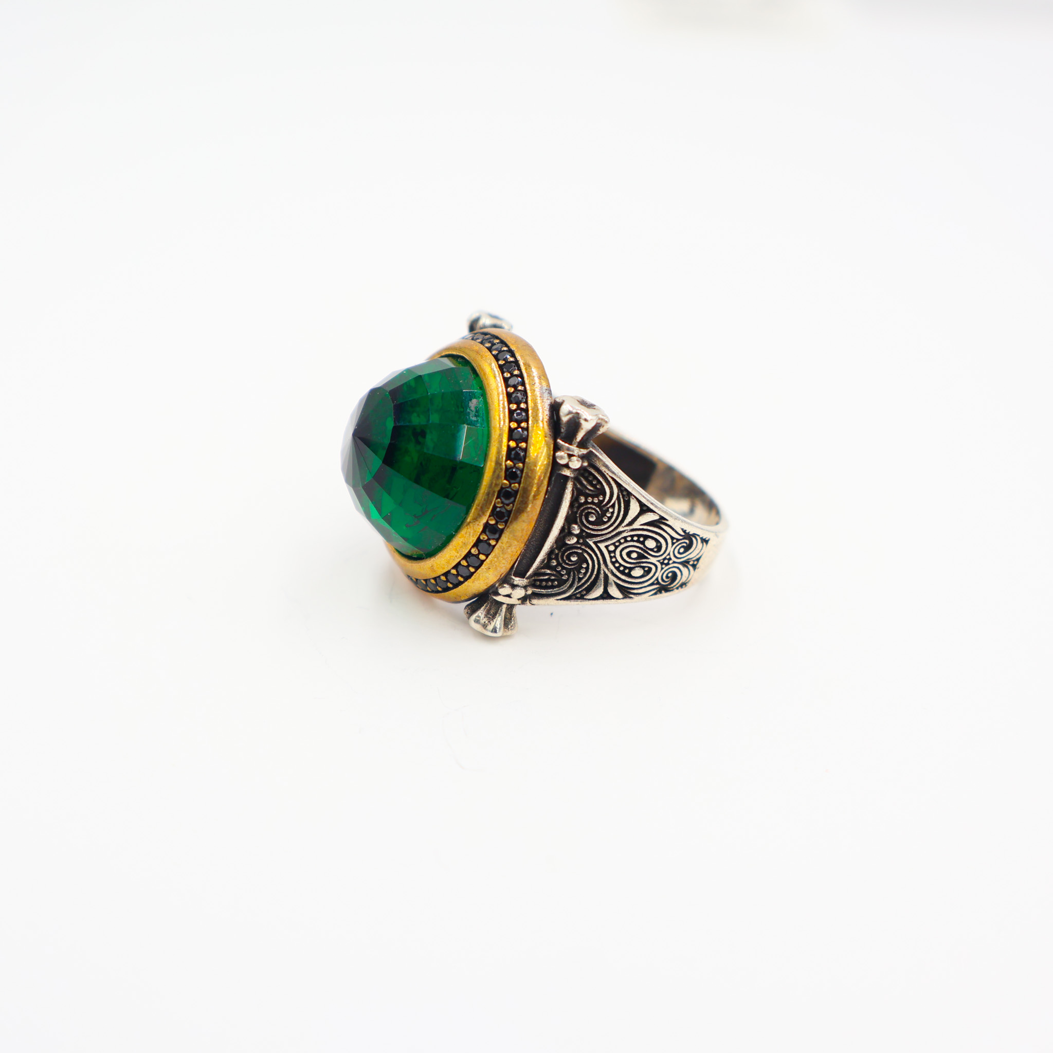 Bague Homme argent 925 pierre zircon vert – Image 3