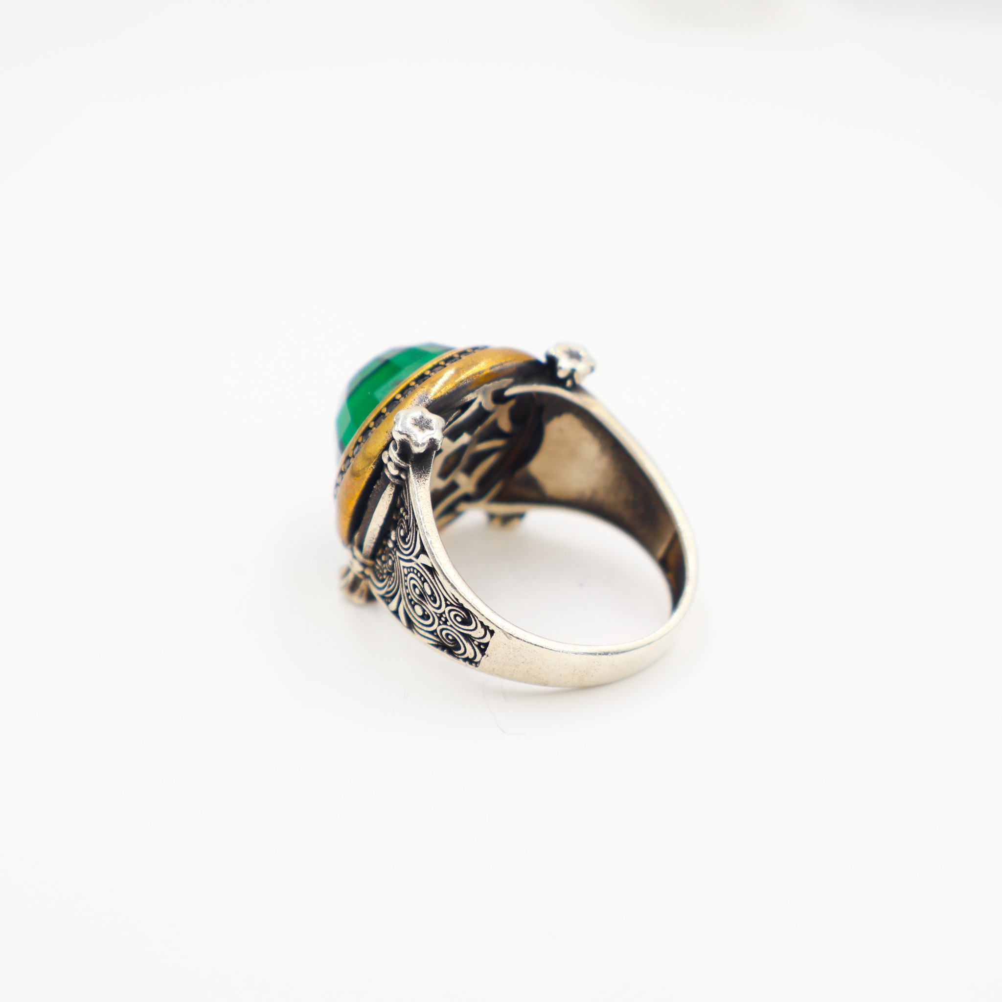 Bague Homme argent 925 pierre zircon vert – Image 4