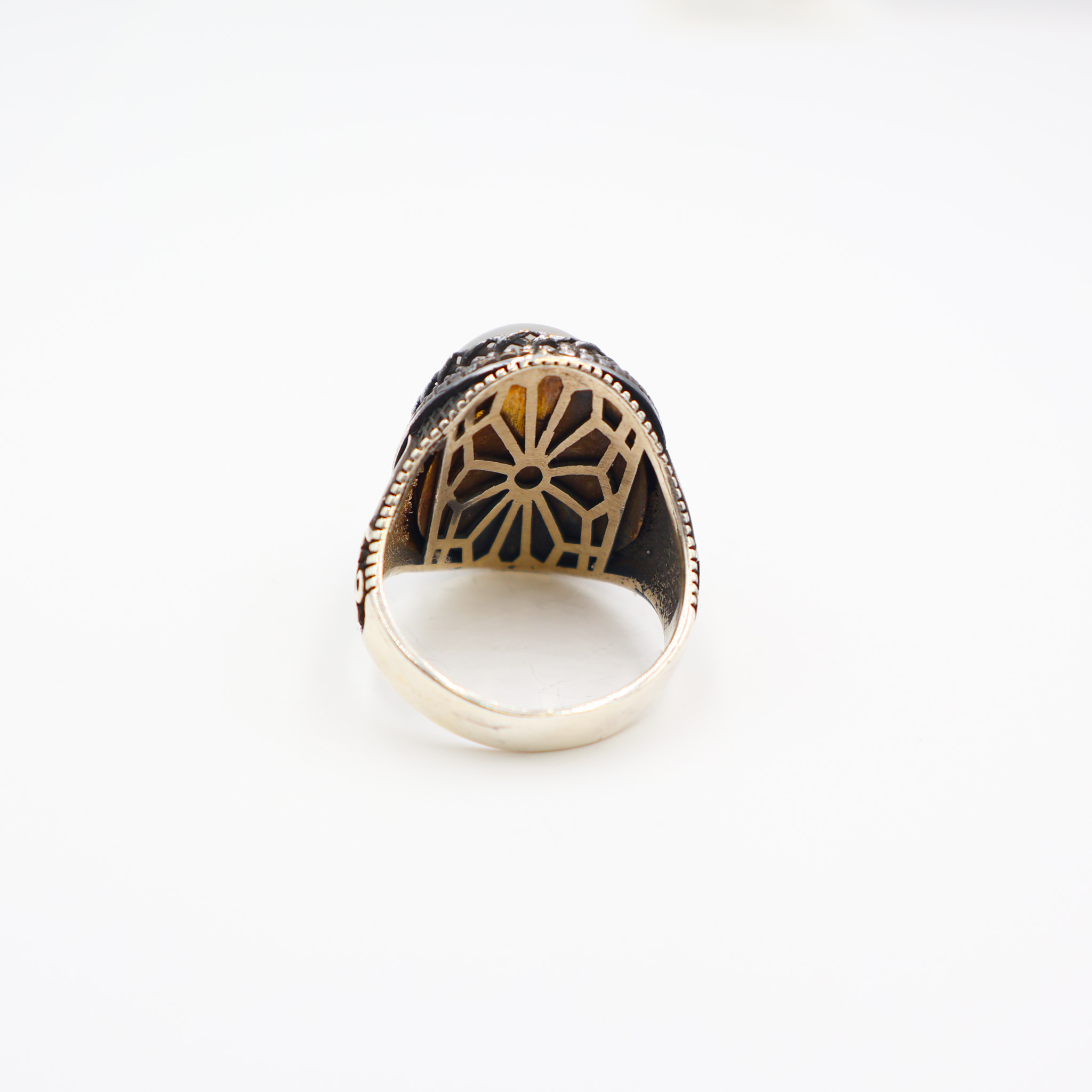 Bague Homme argent 925 pierre agate blanche – Image 4