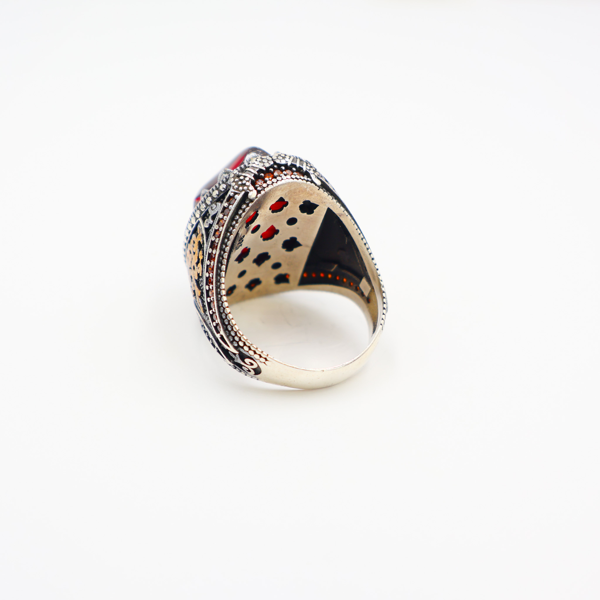 Bague Homme en argent 925 pierre Rouge – Image 4