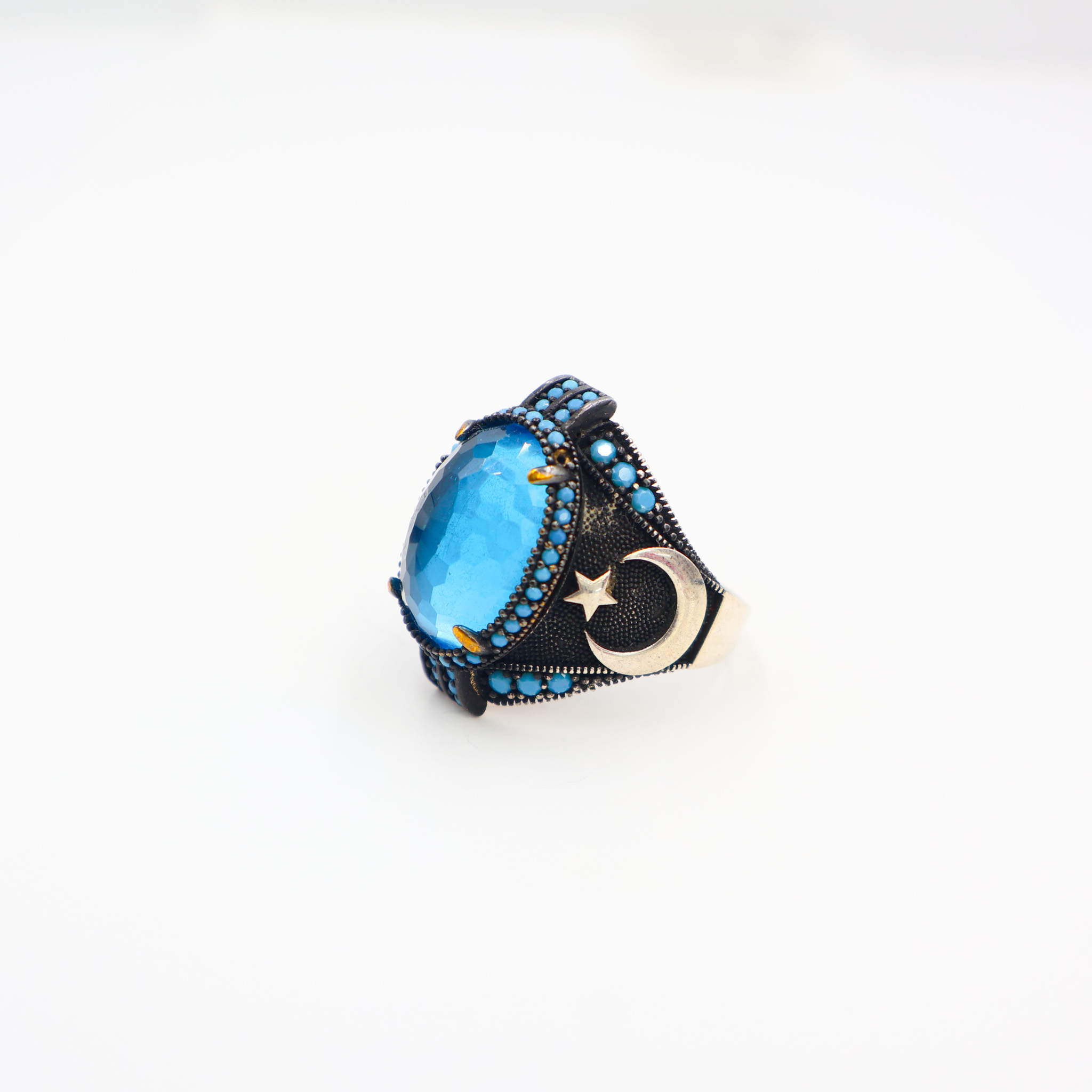 Bague Homme argent 925 pierre aqua marine – Image 3