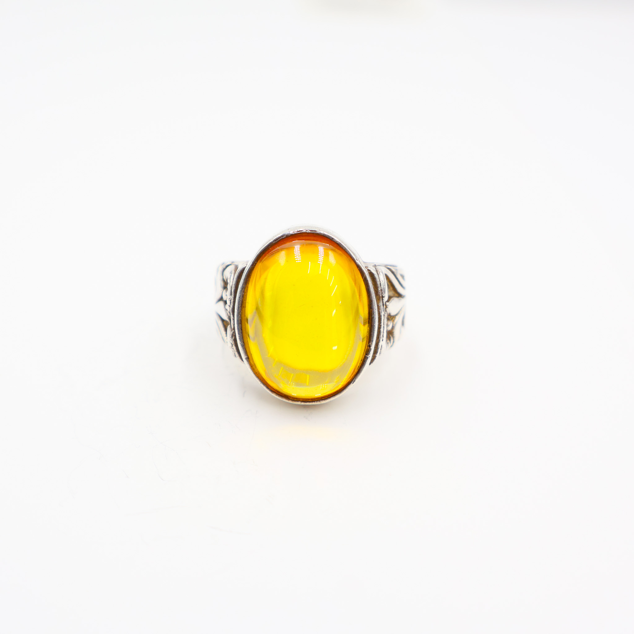 Bague Homme argent 925 Pierre rubis Jaune – Image 2
