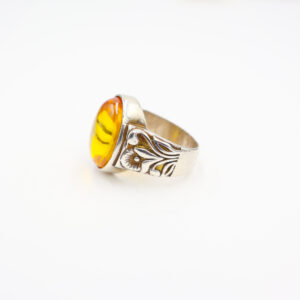 Bague Homme argent 925 Pierre rubis Jaune
