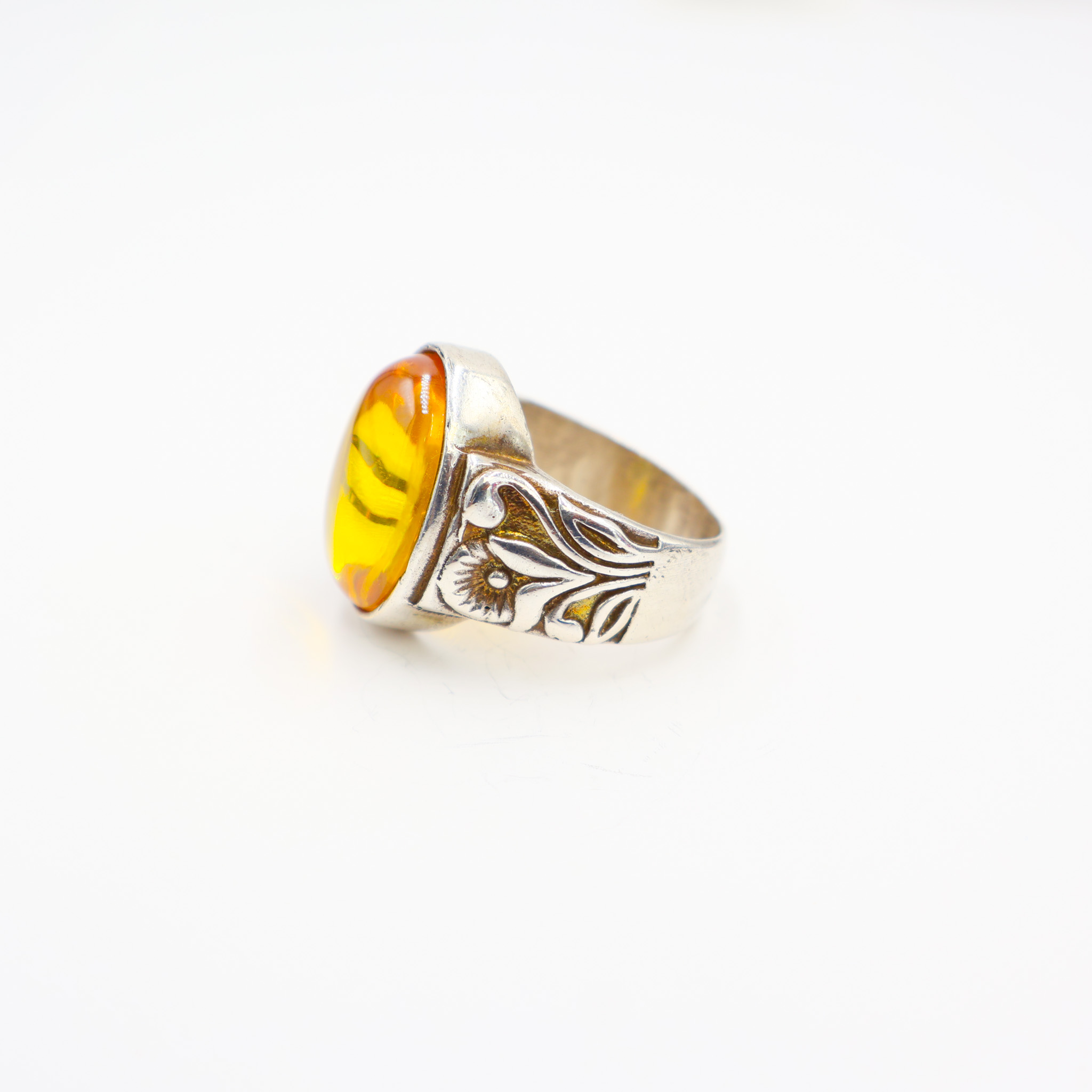 Bague Homme argent 925 Pierre rubis Jaune