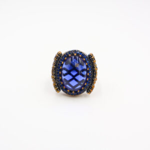 Bague Homme argent 925 pierre Bleu ou Onyx