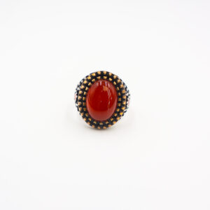 Bague Homme argent 925 agate rouge