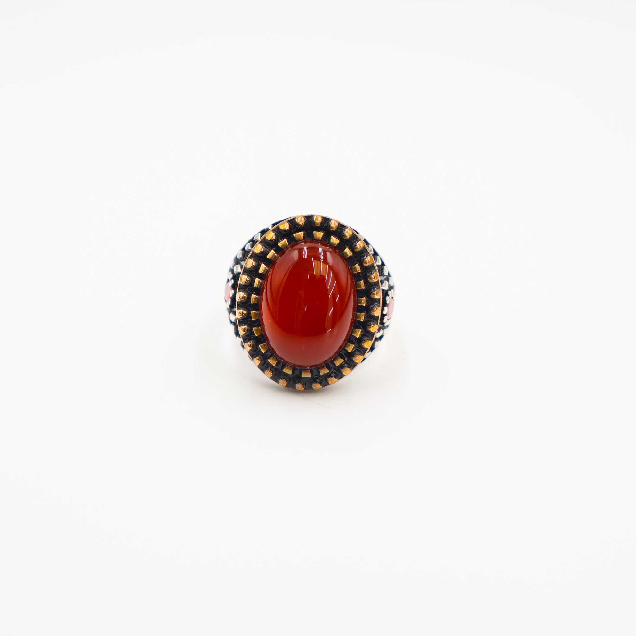 Bague Homme argent 925 agate rouge