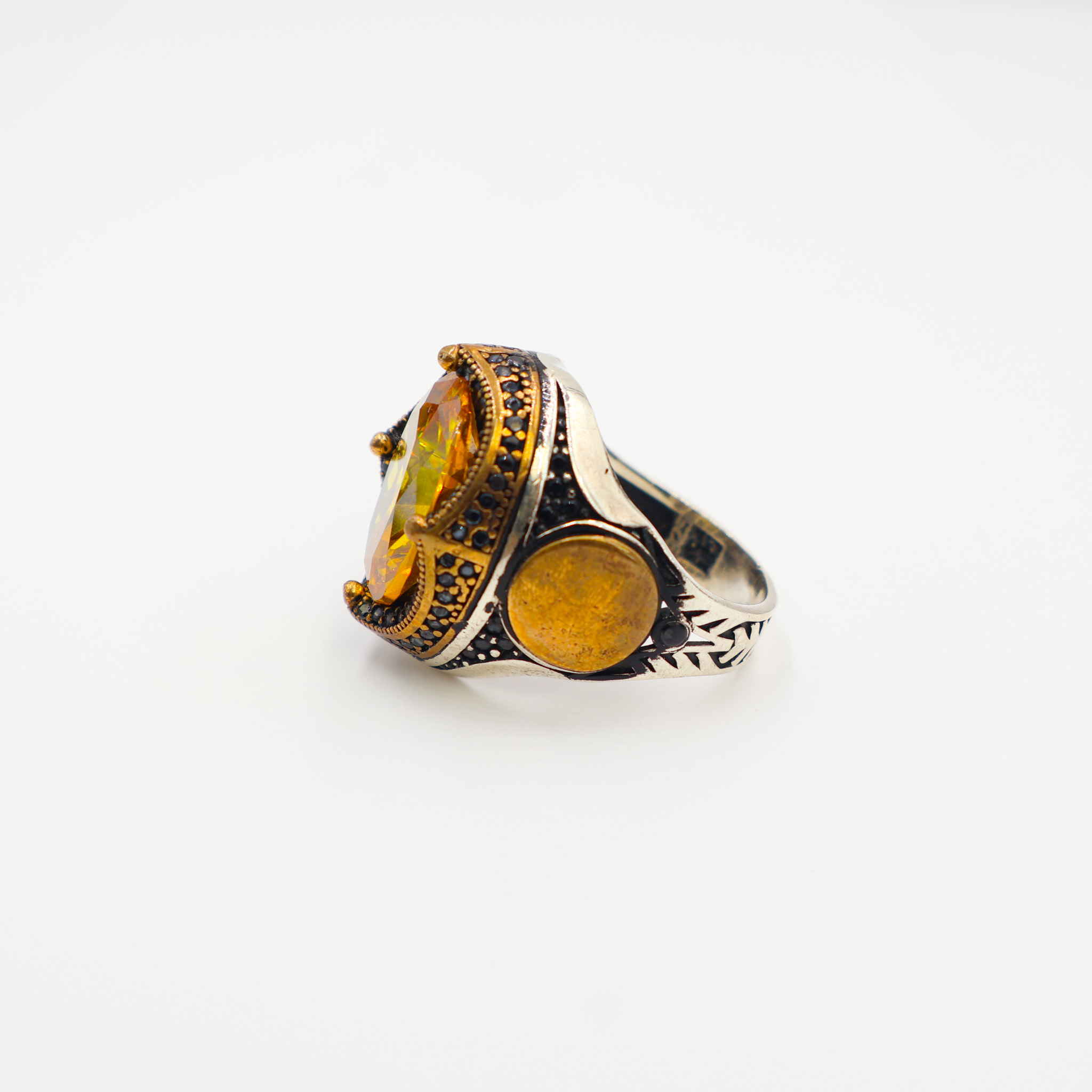 Bague Homme argent 925 Pierre Jaune – Image 3