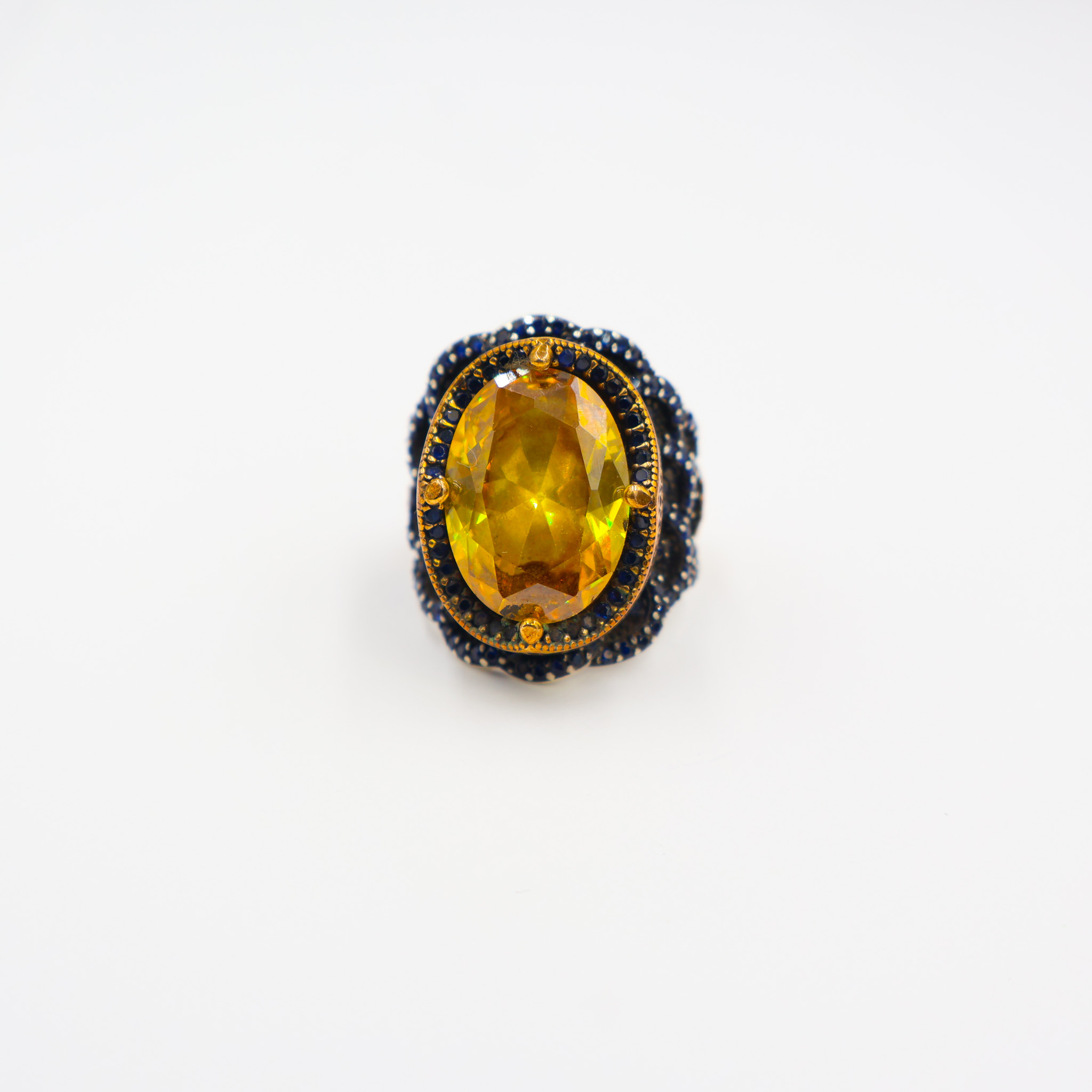Bague Homme argent 925 pierre Jaune