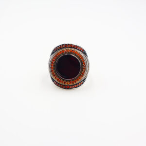Bague Homme argent 925 pierre agate Marron