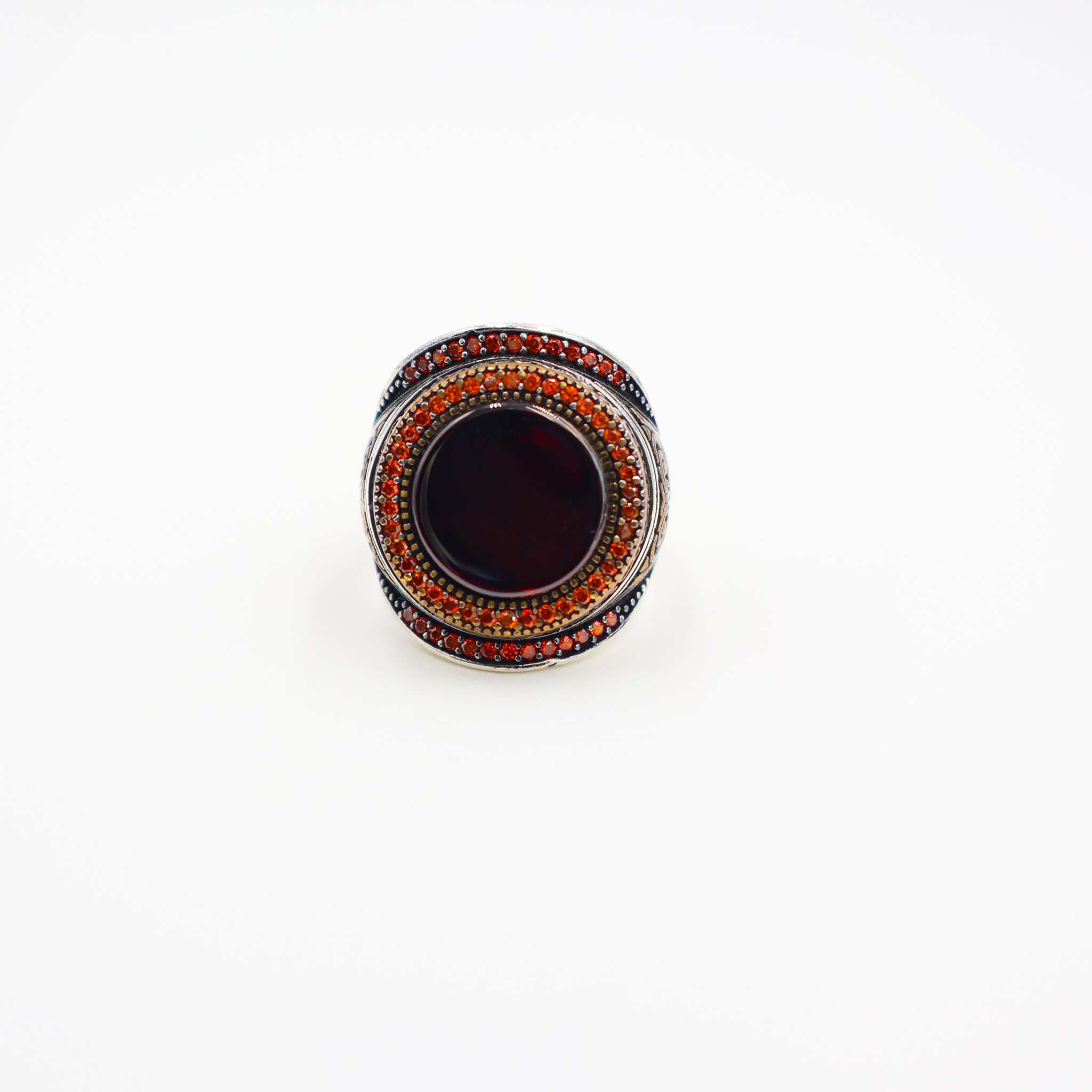Bague Homme argent 925 pierre agate Marron