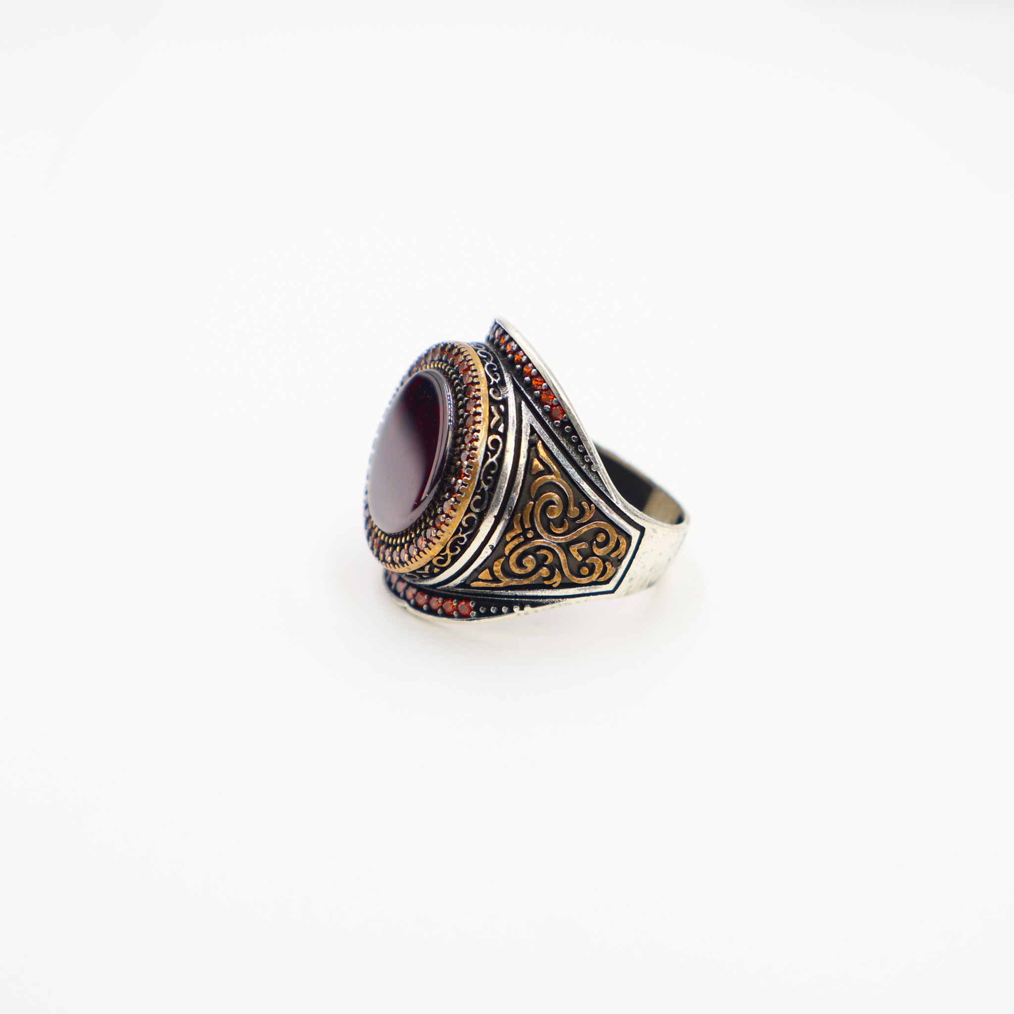Bague Homme argent 925 pierre agate Marron – Image 4