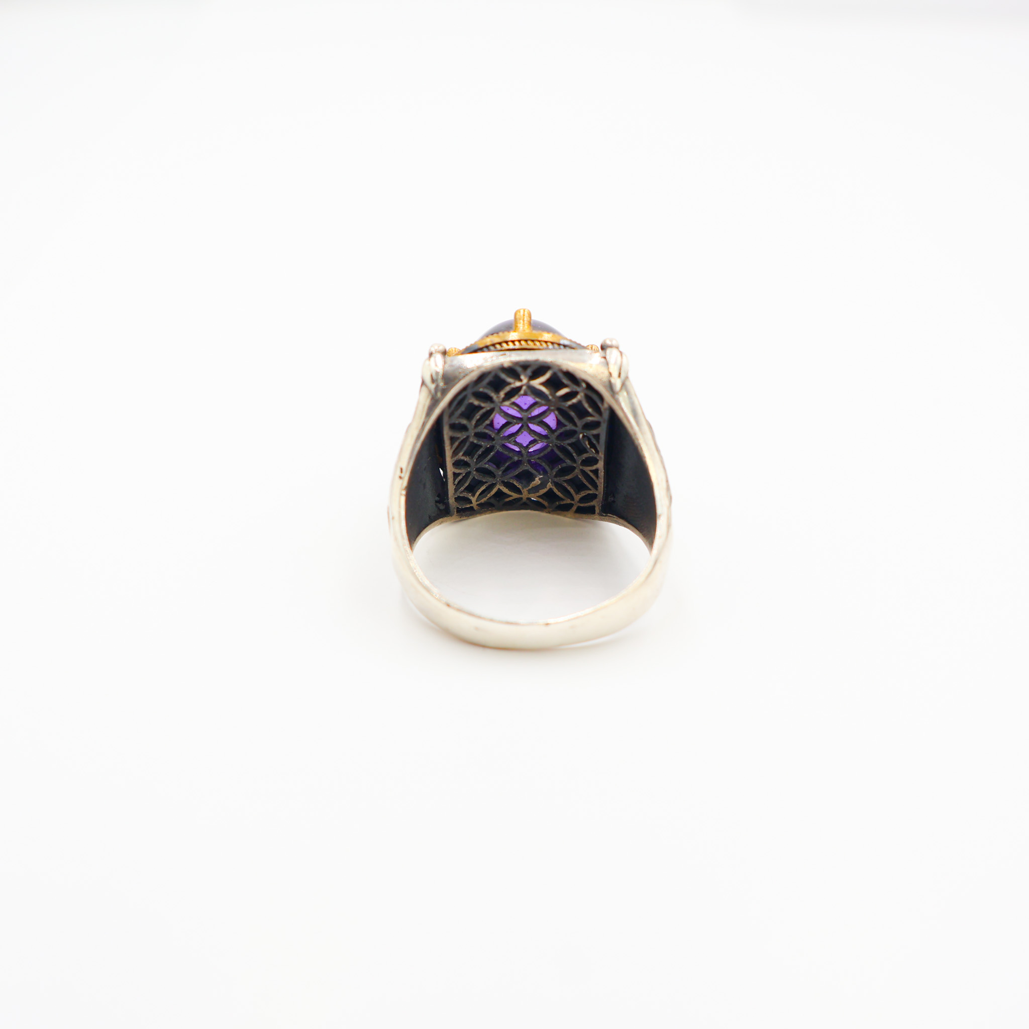 Bague Homme argent 925 pierre améthyste ovale – Image 4