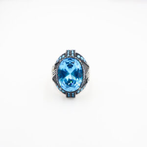 Bague Homme argent 925 pierre bleu