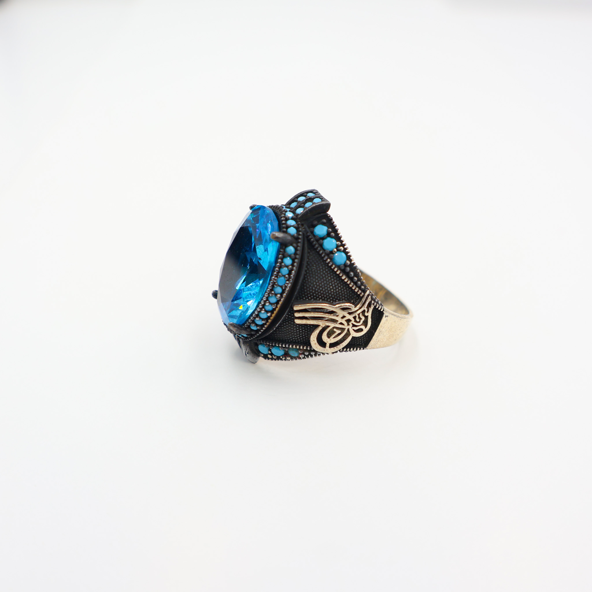 Bague Homme argent 925 pierre bleu – Image 3