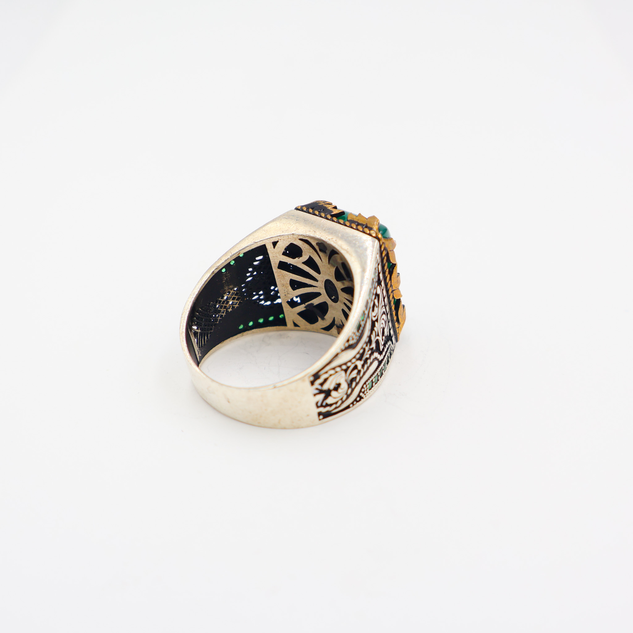 Bague en argent 925 Pierre agate vert – Image 4