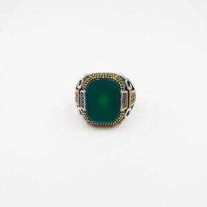 Bague en argent 925 Pierre agate vert