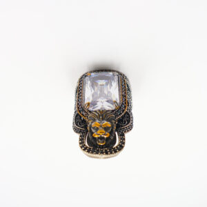 Bague Pouce  en argent 925 Pierre Zircon tête de Lion