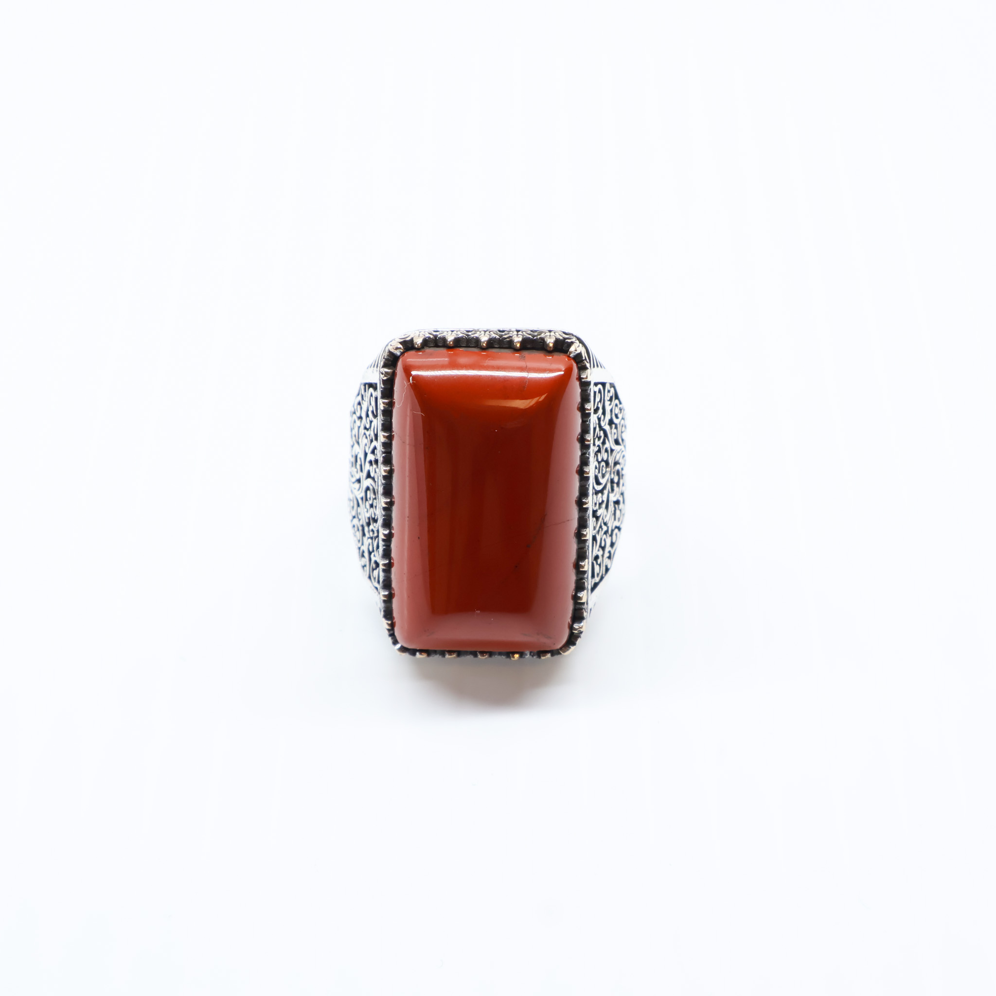 Bague en argent 925 Pierre Jaspe Rouge