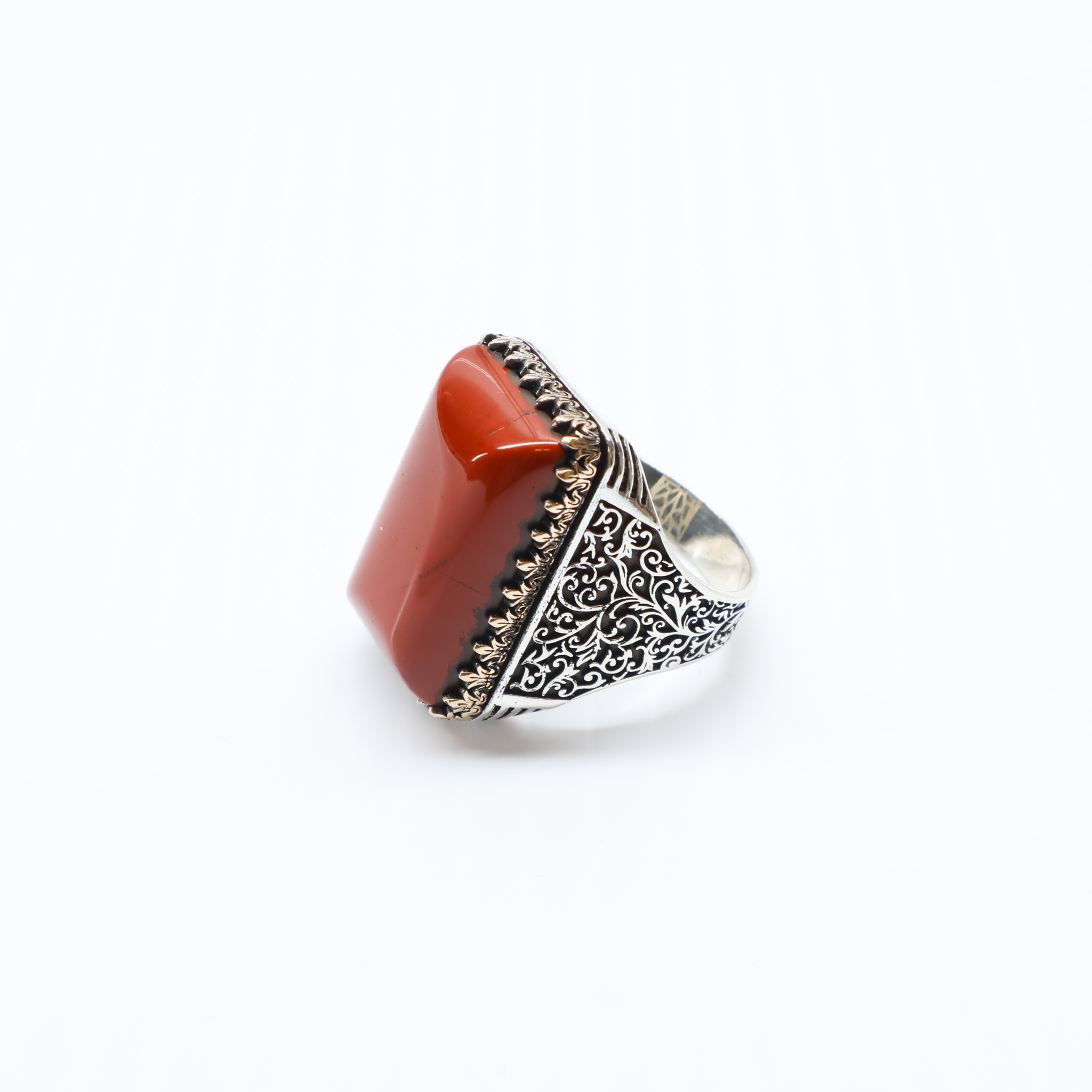 Bague en argent 925 Pierre Jaspe Rouge – Image 3