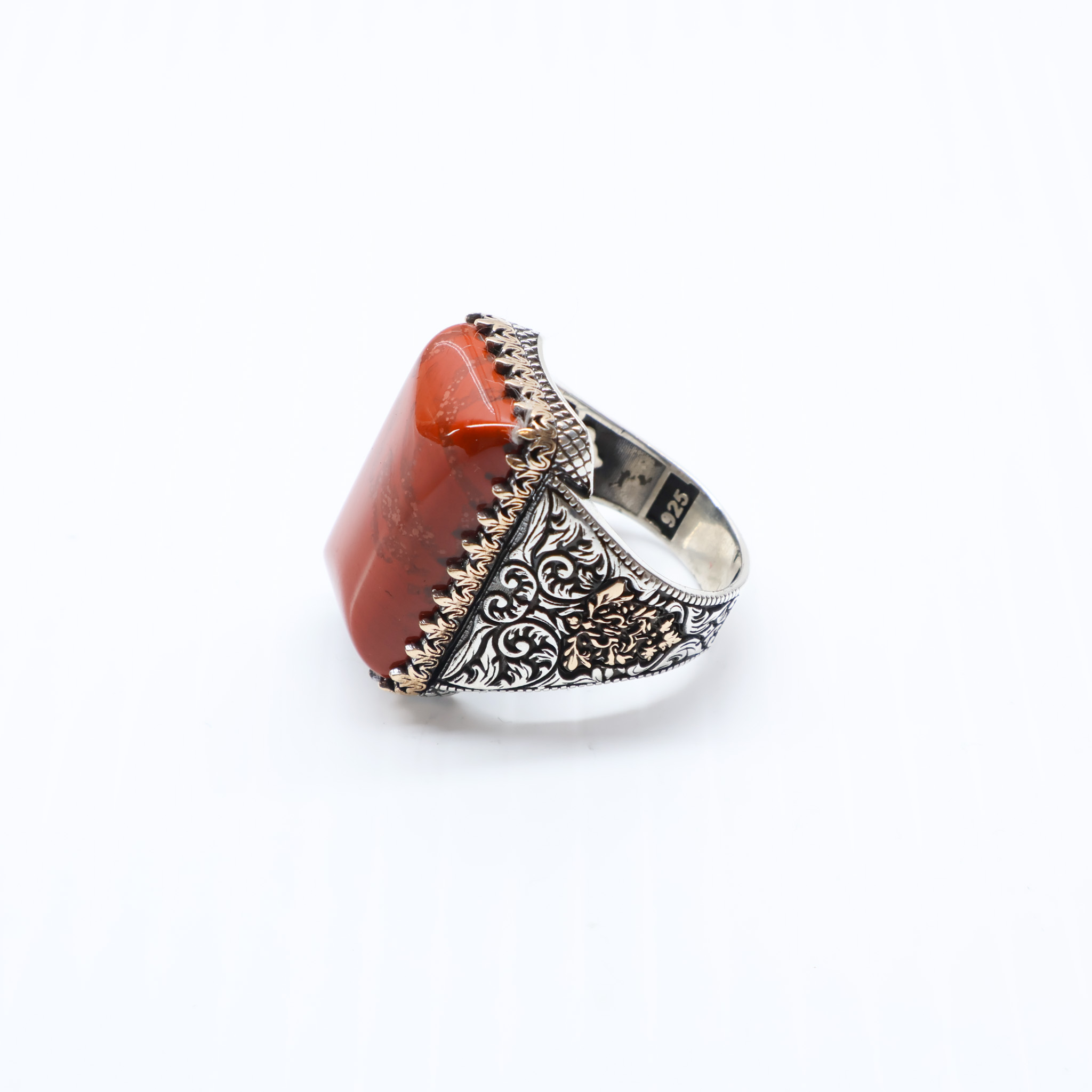 Bague en argent 925 Pierre Jaspe Rouge – Image 3