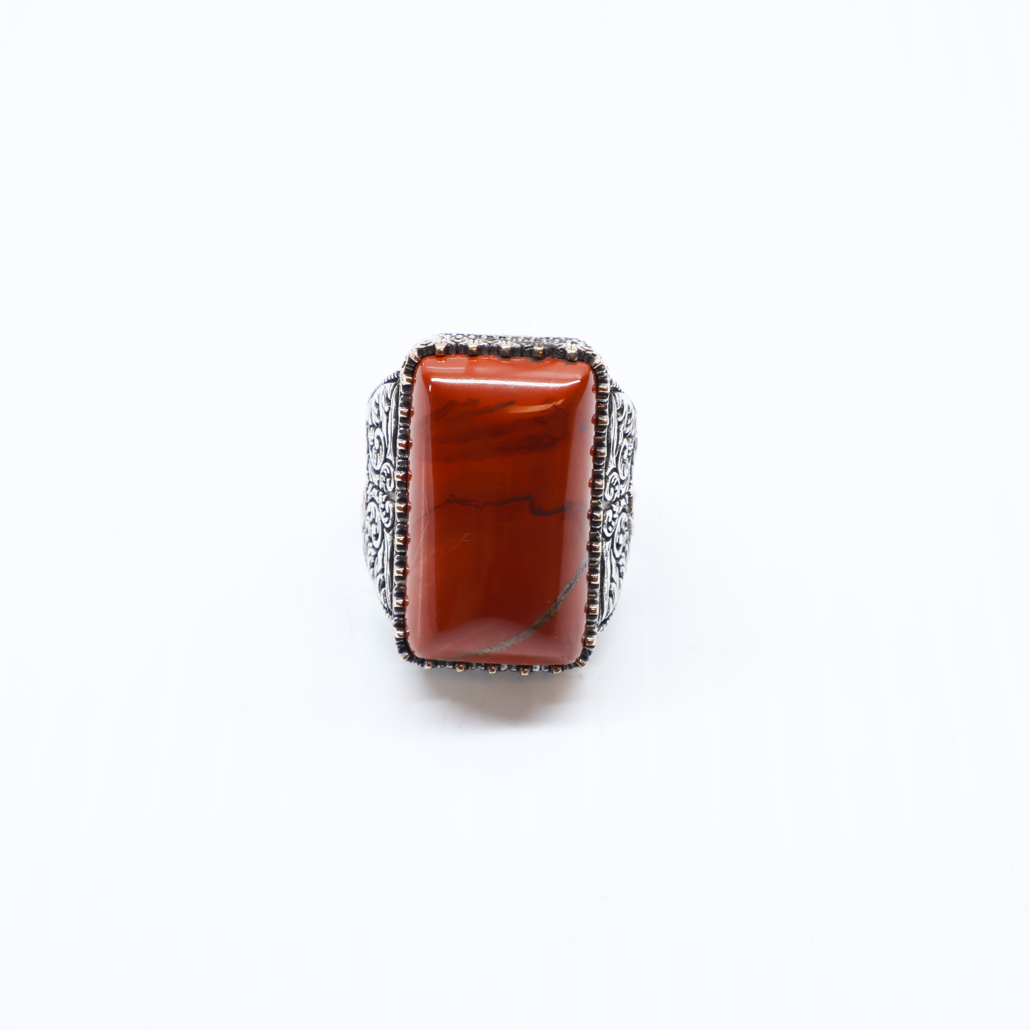Bague en argent 925 Pierre Jaspe Rouge