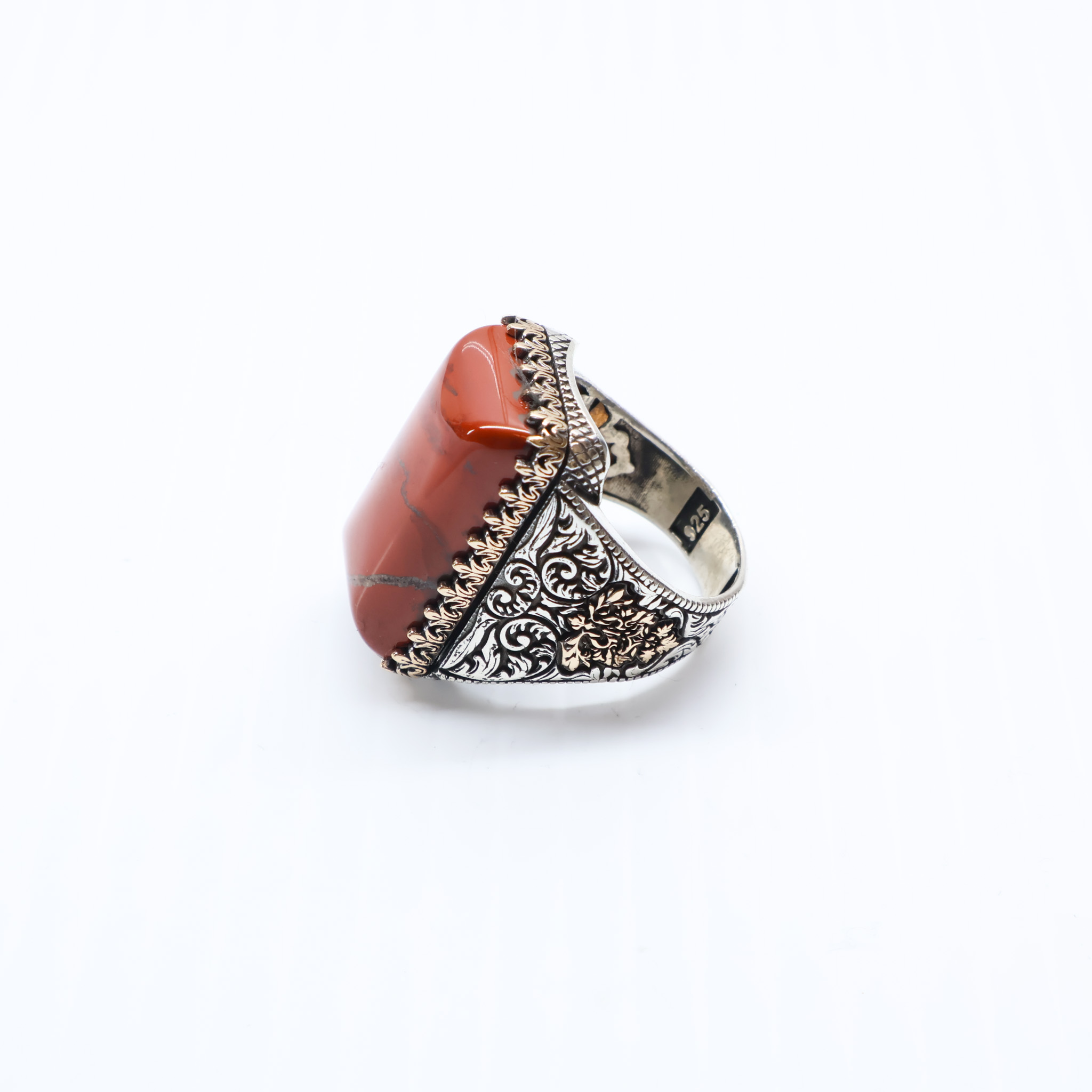 Bague en argent 925 Pierre Jaspe Rouge – Image 7