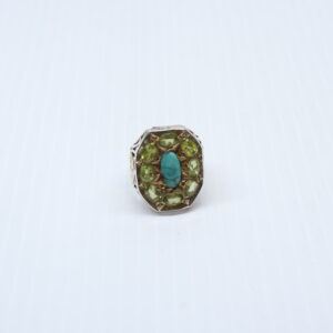 Bague en Argent 925 Pierre Peridot et Turquoise